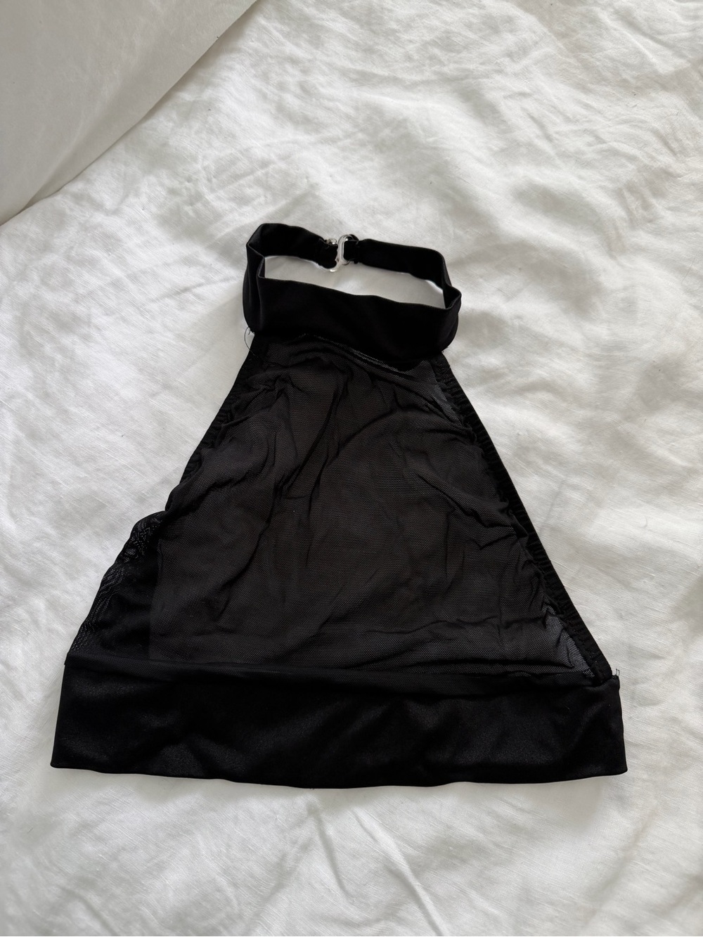 Black Halter Mesh Women's  Top